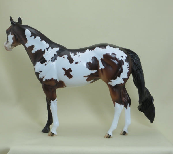 GENEVA - OOAK  Overo Dark Bay &quot;Nickering&quot; Paint Model Horse - 4/15