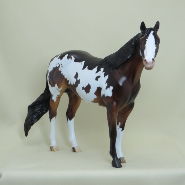 GENEVA - OOAK  Overo Dark Bay &quot;Nickering&quot; Paint Model Horse - 4/15