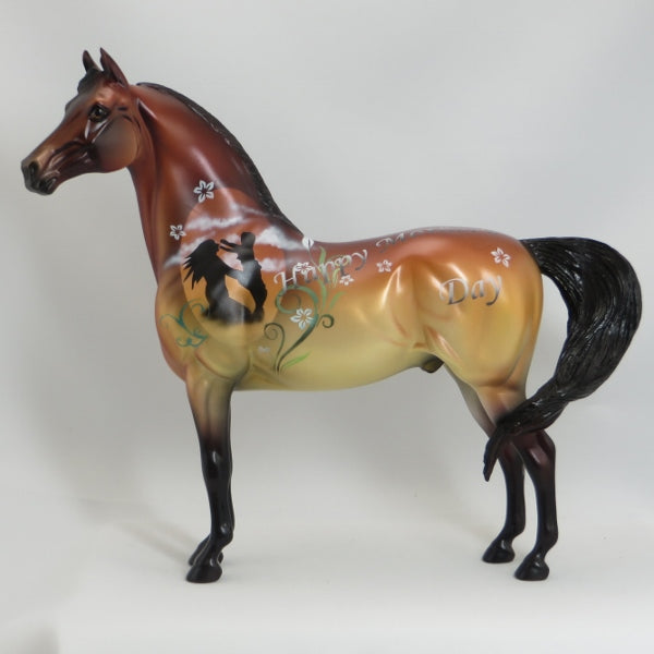 I LOVE YOU MOM - OOAK Golden Bay Morgan Model Horse with Mothers Day Theme - 5/15