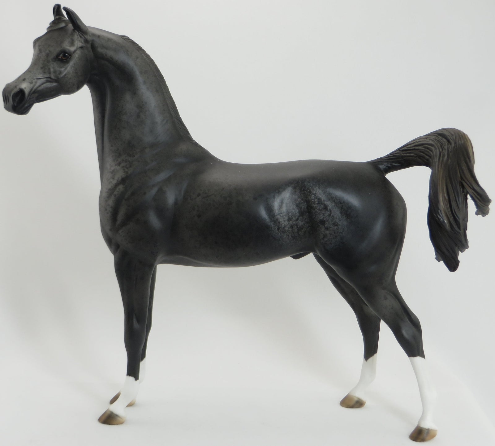 THROTHGARD - OOAK Grey Speckled Deco Arabian Model Horse - 5/15