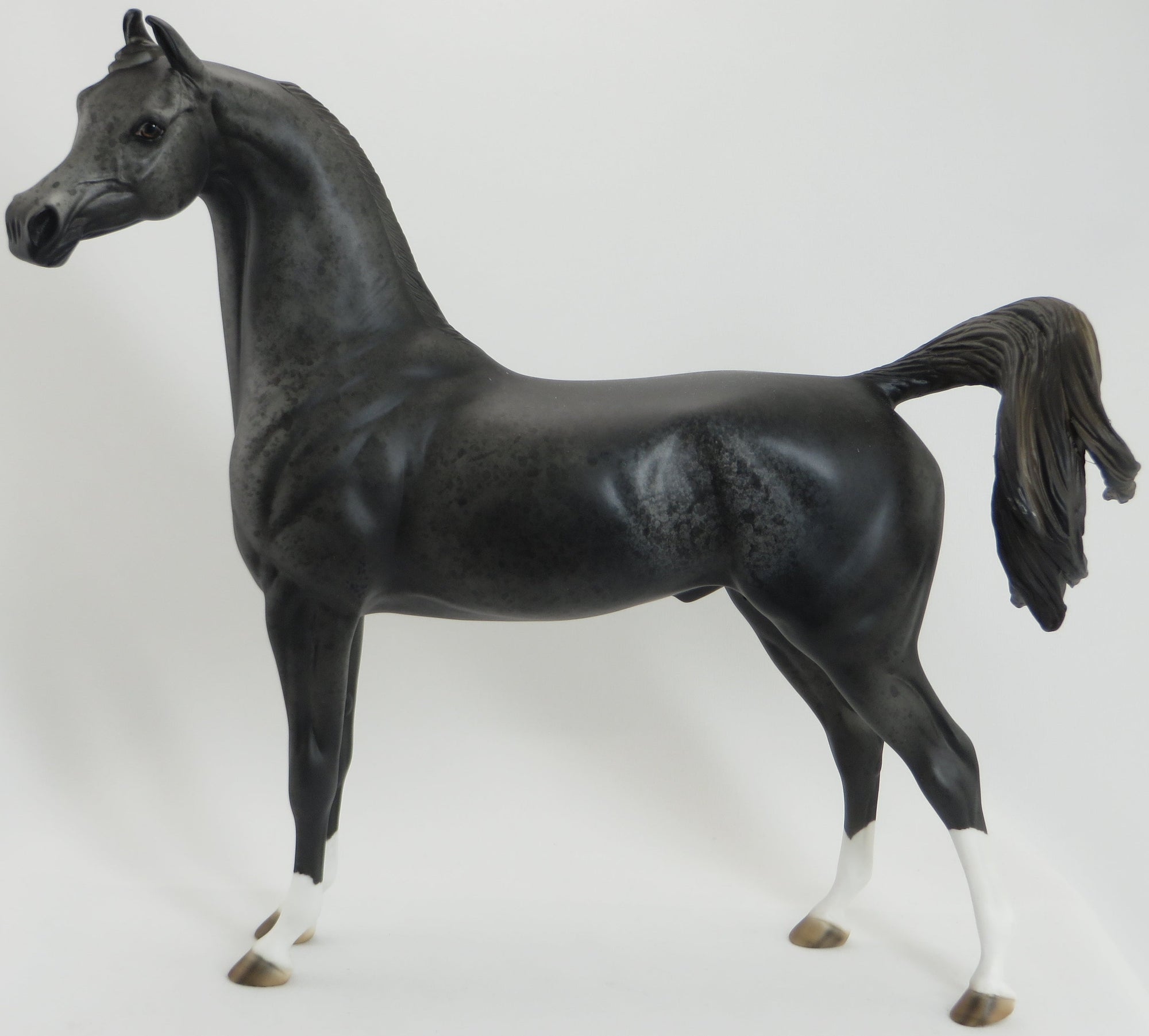 THROTHGARD - OOAK Grey Speckled Deco Arabian Model Horse - 5/15