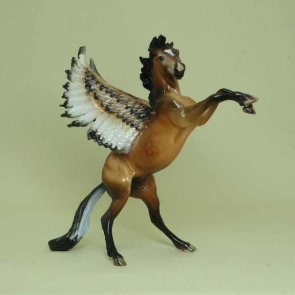 SOARING EAGLE - OOAK Dapple Sooty Buckskin Pegasus Rearing Chip 4/15
