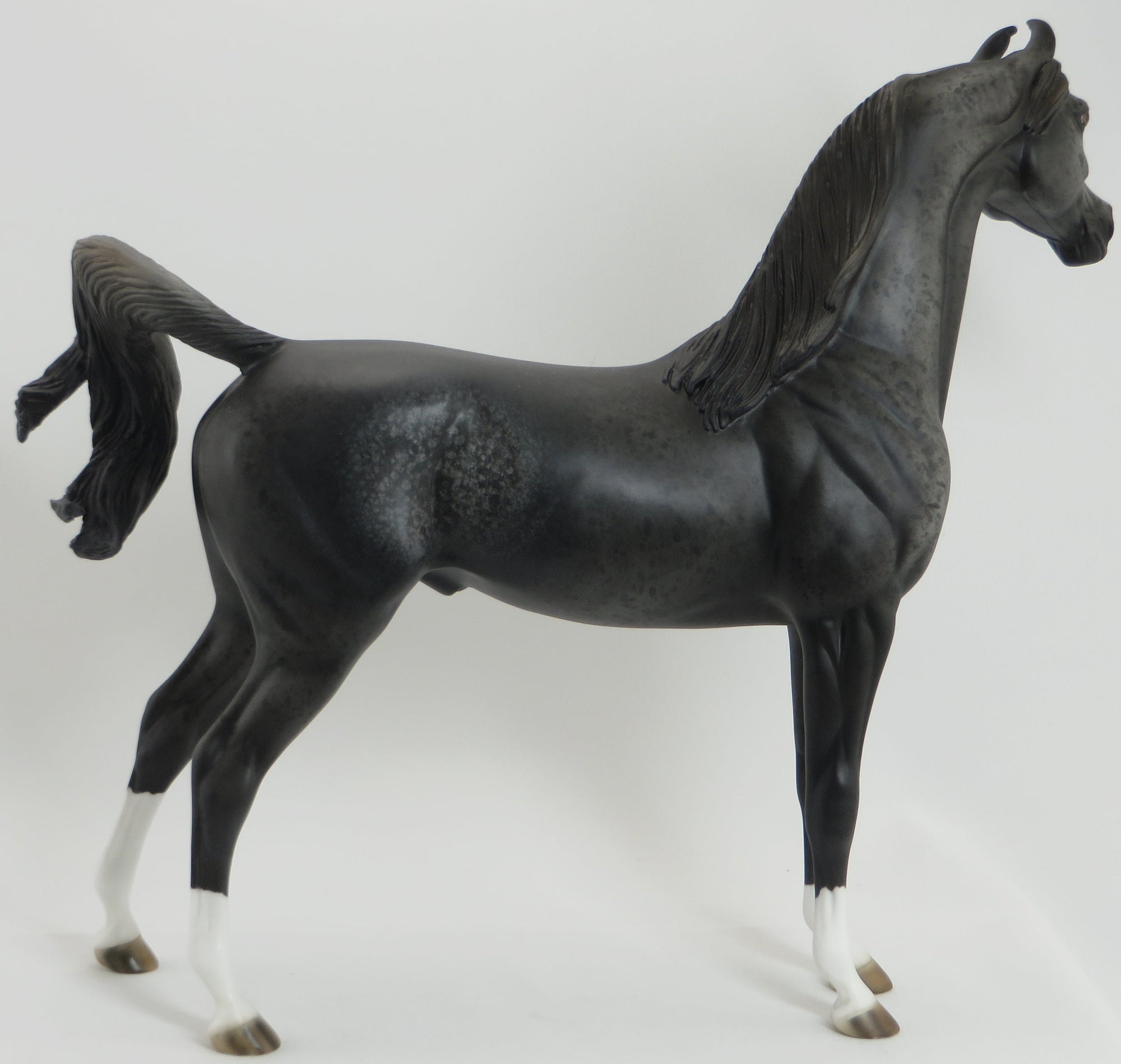 THROTHGARD - OOAK Grey Speckled Deco Arabian Model Horse - 5/15