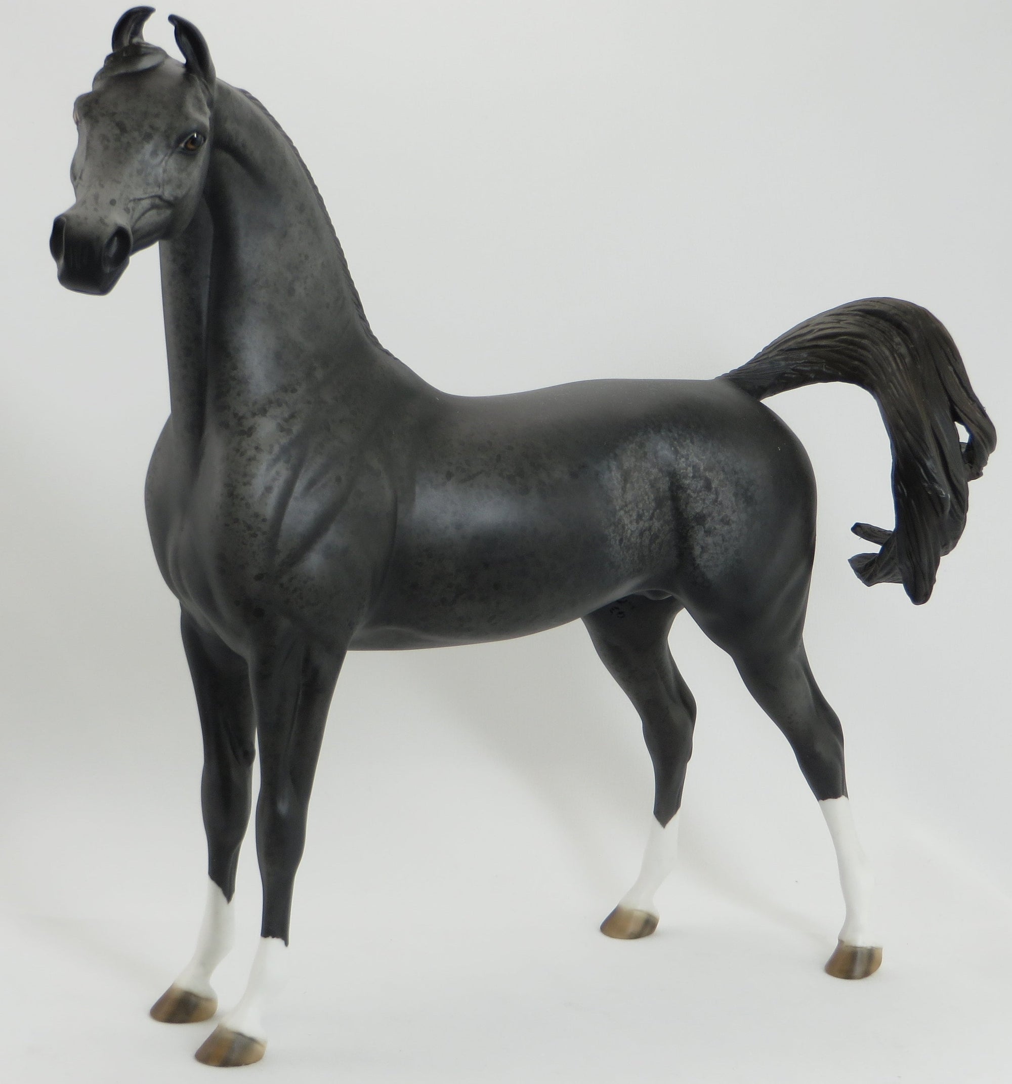 THROTHGARD - OOAK Grey Speckled Deco Arabian Model Horse - 5/15