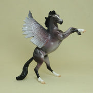 SCREECHING OWL - OOAK Rose Gray Pegasus Rearing Chip Model Horse -  4/15