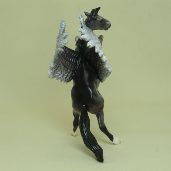 SCREECHING OWL - OOAK Rose Gray Pegasus Rearing Chip Model Horse -  4/15