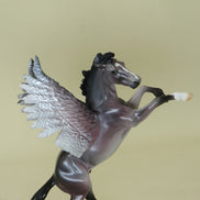 SCREECHING OWL - OOAK Rose Gray Pegasus Rearing Chip Model Horse -  4/15