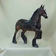 SPECIAL KAY - OOAK Seal Bay Trotting Draft Model Horse with Ribbons - 4/15