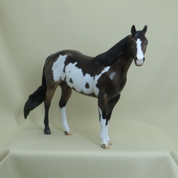 COCOA PUFF - OOAK Dark Bay Paint Model Horse with Mapping - 4/15