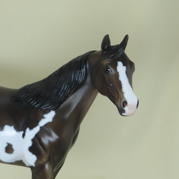 COCOA PUFF - OOAK Dark Bay Paint Model Horse with Mapping - 4/15