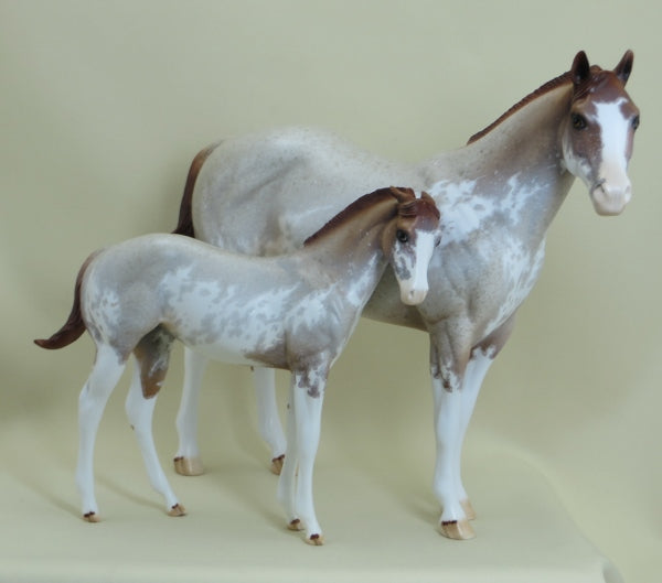 EDGEFIELD & PALERMO - Red Roan Sabino Paints Weanling & Stock Horse LE2 4/15 SET