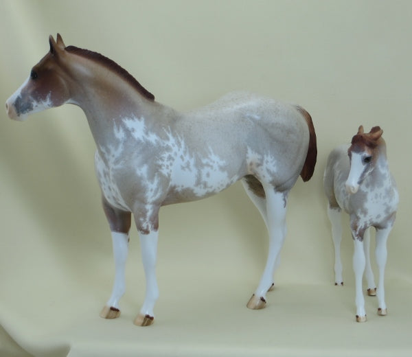 EDGEFIELD &amp; PALERMO - Red Roan Sabino Paints Weanling &amp; Stock Horse LE2 4/15 SET