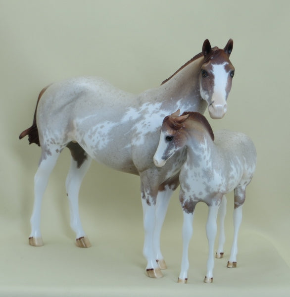 EDGEFIELD &amp; PALERMO - Red Roan Sabino Paints Weanling &amp; Stock Horse LE2 4/15 SET
