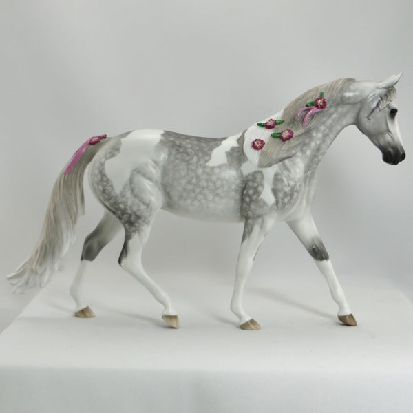 PATRICIAN - OOAK Dapple Gray Pinto Pony with Flowers by Sheryl Leisure - 5/15