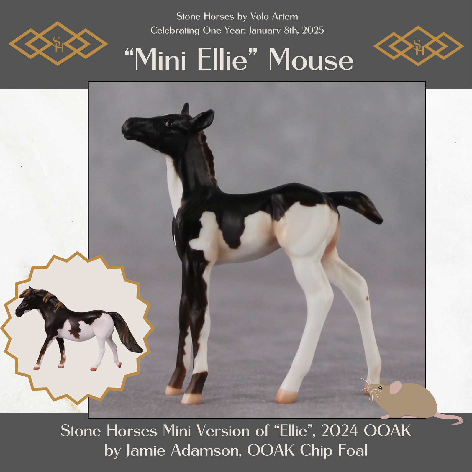 "Mini Ellie" Mouse Series OOAK Liver Chestnut Flaxen Splash Foal Chip By Jamie Adamson-Secret Surprise Chip Drop