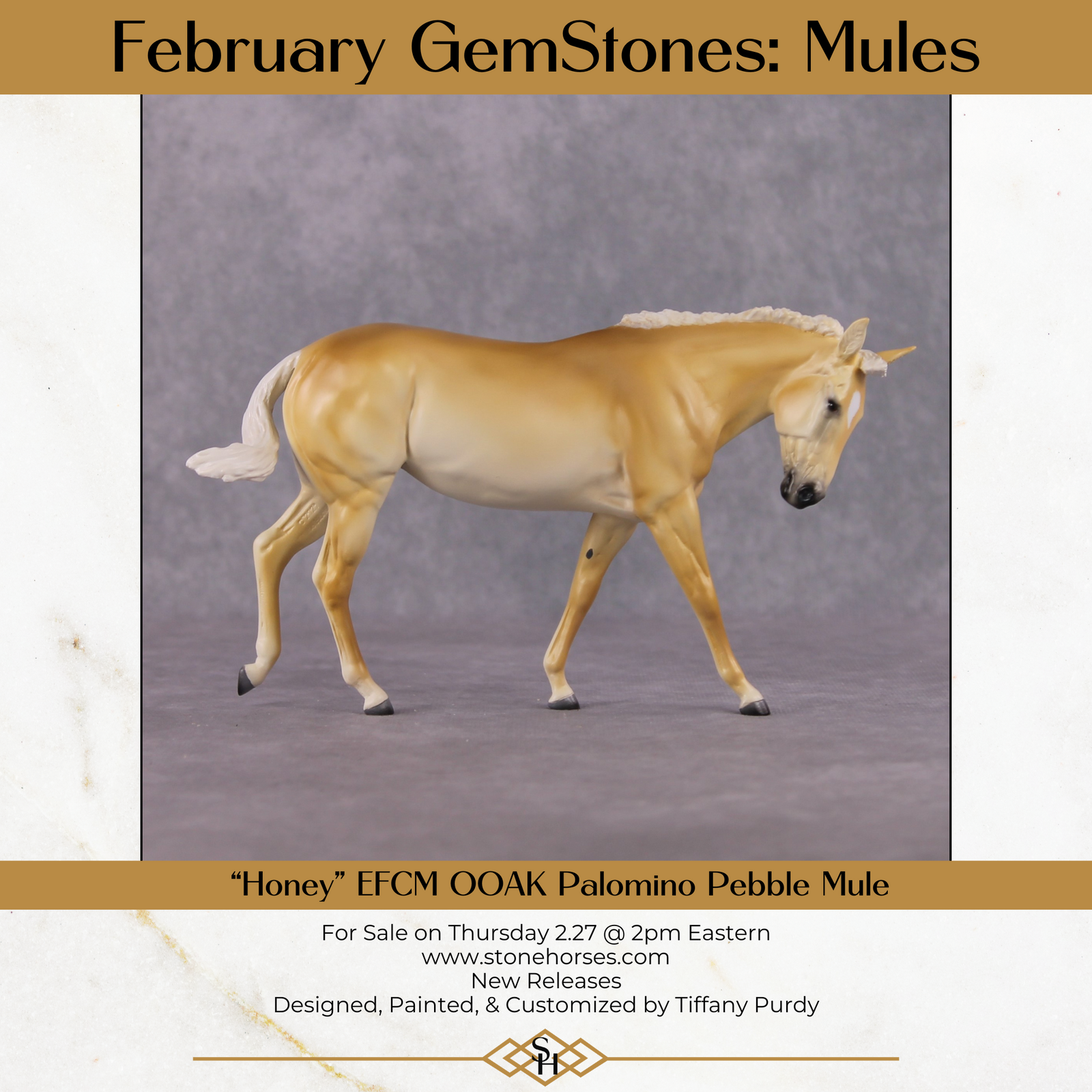 "Honey" OOAK Custom Palomino Pebble Mule By Tiffany Purdy - GemStone Series