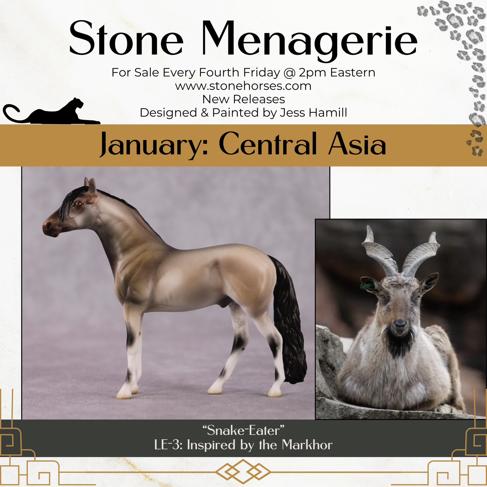 "Snake-Eater" LE-3 Markhor Inspired Andalusian Chip By Jess Hamill Menagerie Series: Central Asia MS25