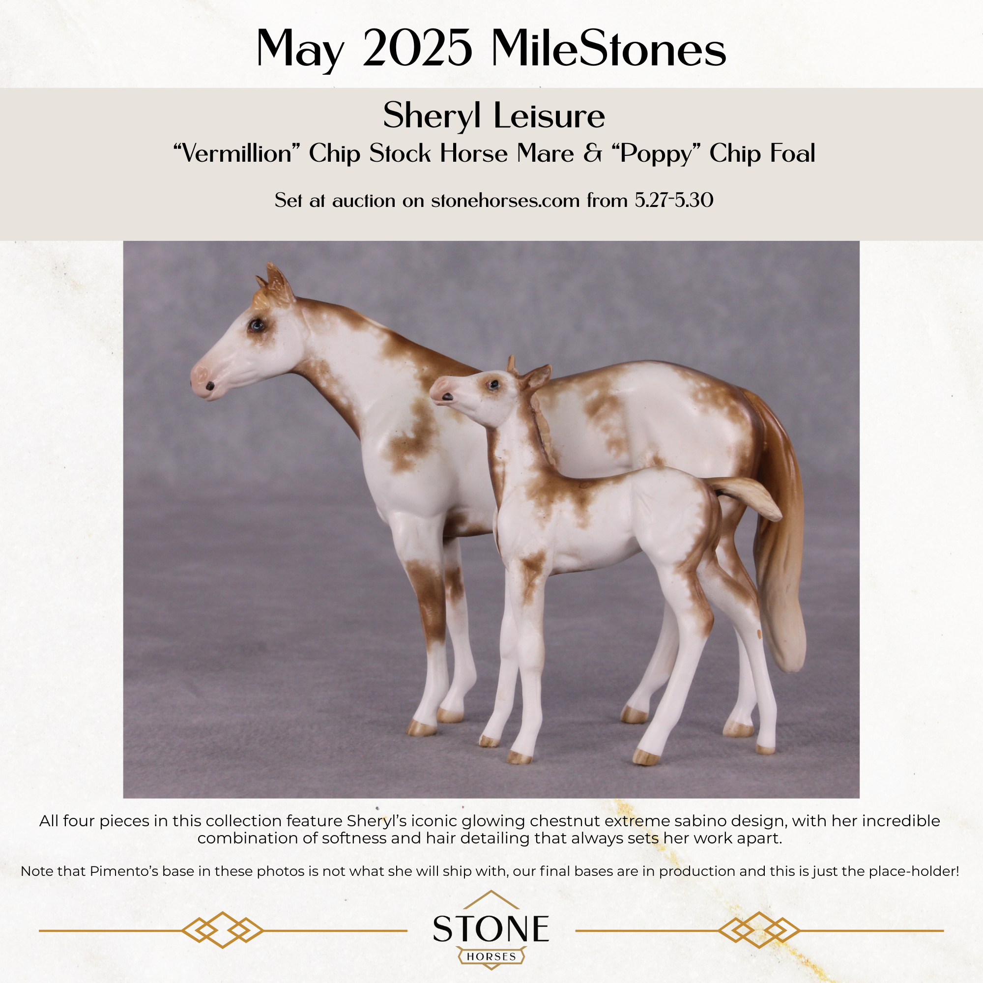 "Vermillion &amp; Poppy" OOAK Foal &amp; Stock Horse Chip Set by Sheryl Leisure - MileStones Series
