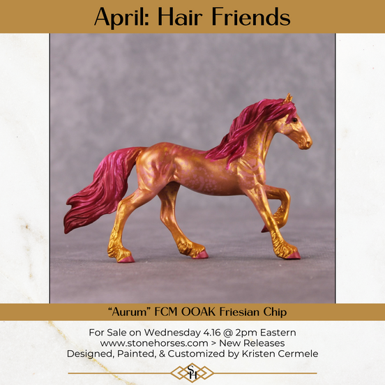 "Aurum" OOAK FCM Friesian Chip By Kristen Cermele - April GemStones Series