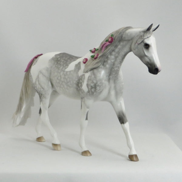 PATRICIAN - OOAK Dapple Gray Pinto Pony with Flowers by Sheryl Leisure - 5/15