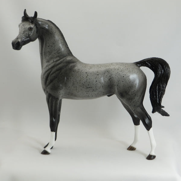 GRATEFUL FOR MOM - OOAK Dark Gray Fleabit Arabian Model Horse - 5/15