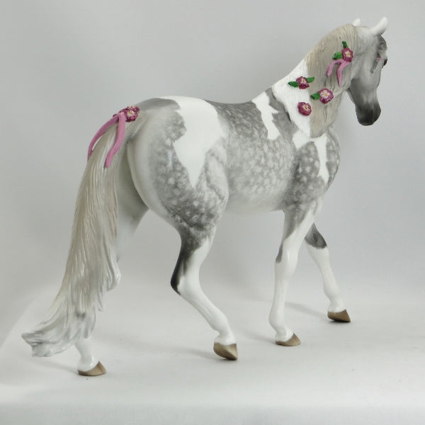 PATRICIAN - OOAK Dapple Gray Pinto Pony with Flowers by Sheryl Leisure - 5/15