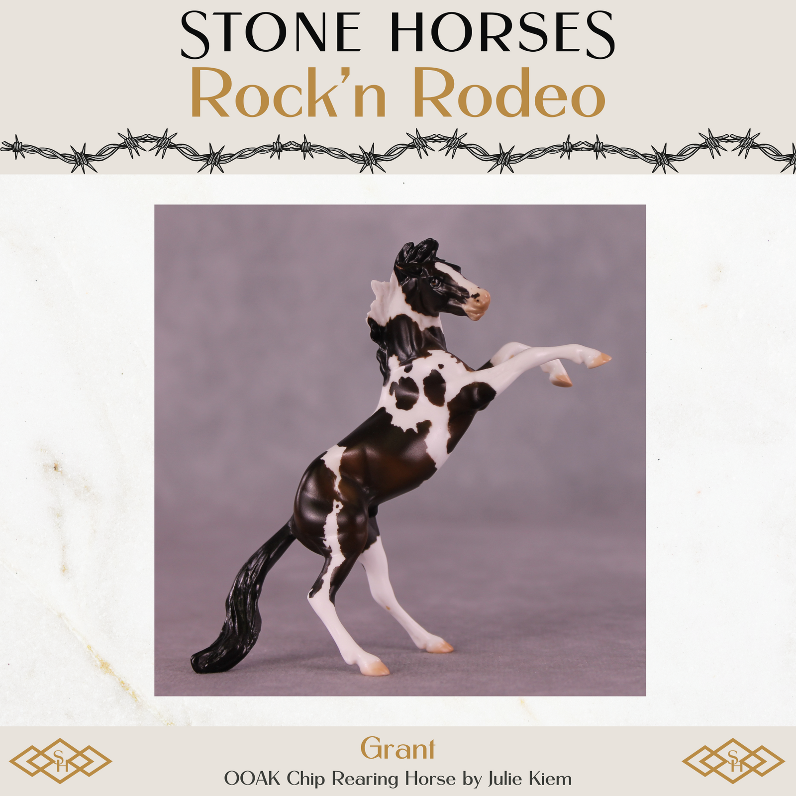 Grant OOAK Chip Rearing Horse by Julie Keim Special Chip Drop
