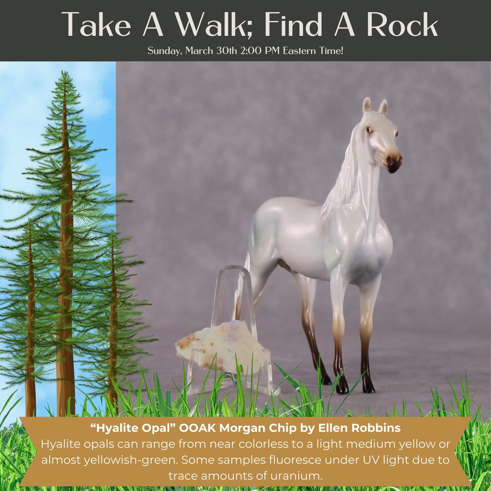 “National Take A Walk in a Park Day” Rock Chips: OOAK Morgan Chip based on Hyalite Opal by Ellen Robbins