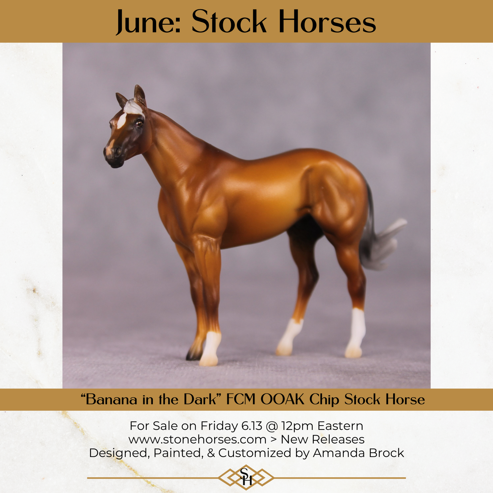 "Banana In The Dark" OOAK FCM Stock Chip By Amanda Brock - June GemStones Series