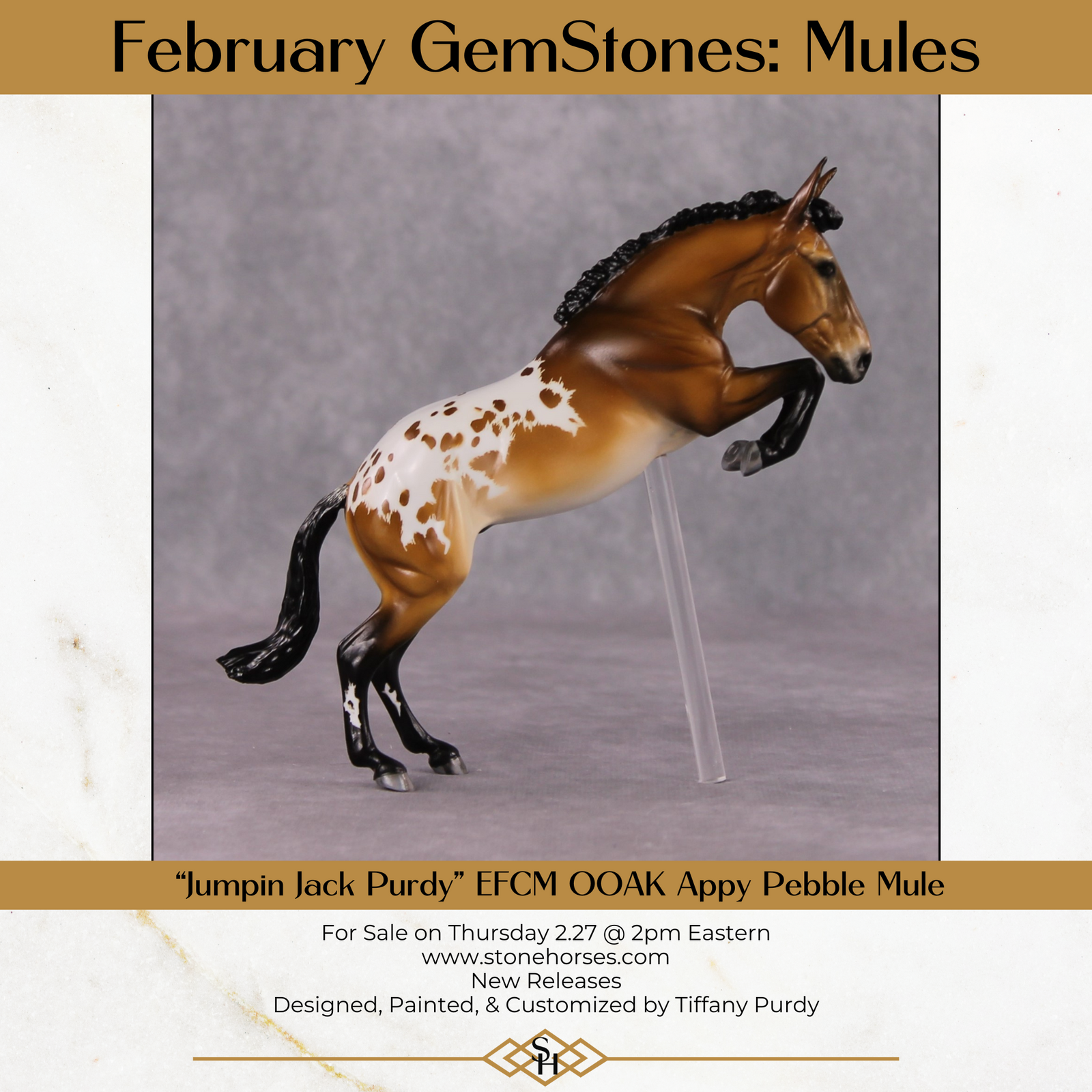 "Jumpin Jack Purdy" OOAK EFCM Jumping Pebble Mule By Tiffany Purdy - GemStone Series