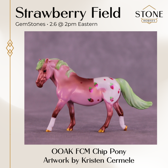 Strawberry Field OOAK FCM Chip Pony by Kristen Cermele GS26