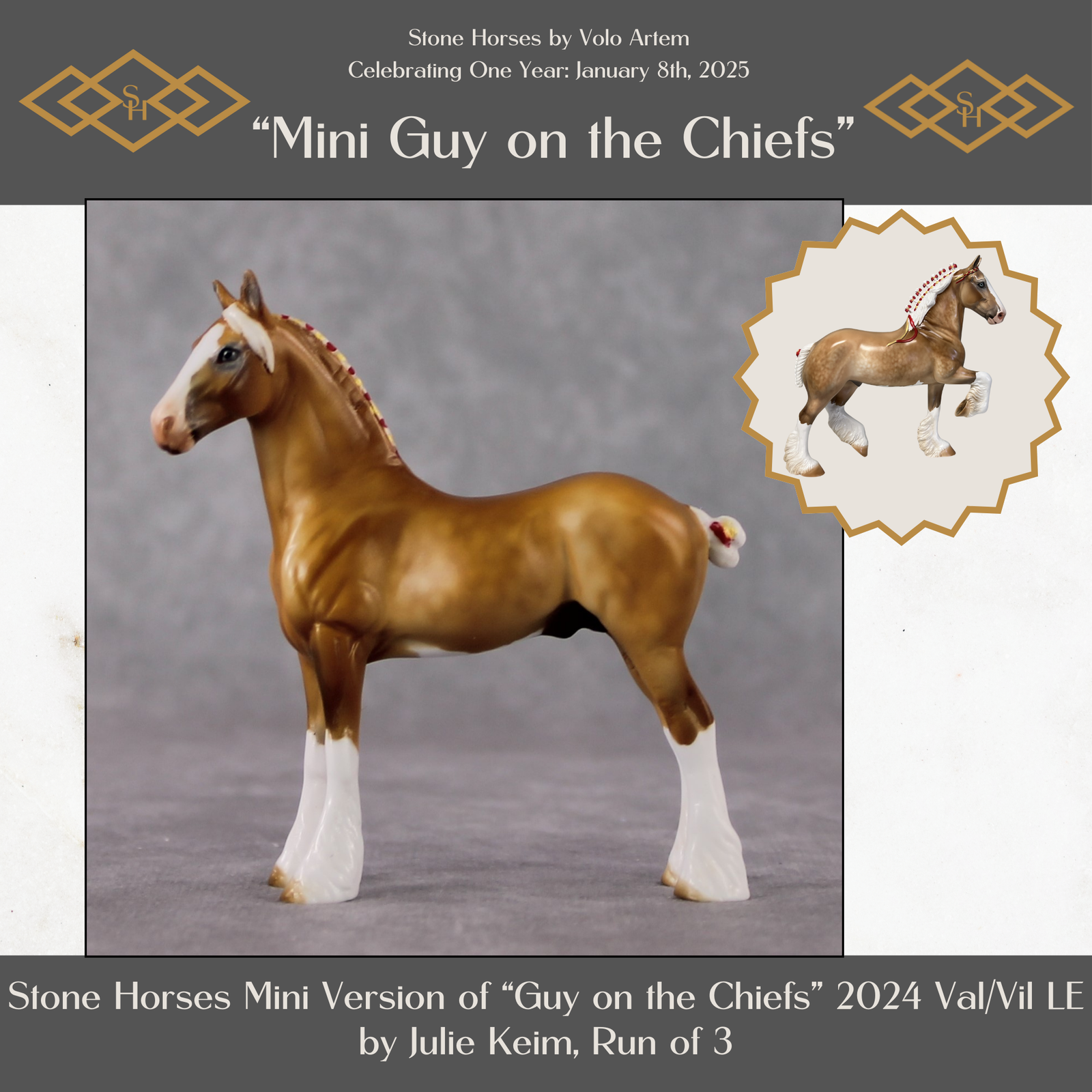 "Mini Guy on the Chiefs" LE-3 Dappled Palomino Draft Chip By Julie Keim-Secret Surprise Chip Drop