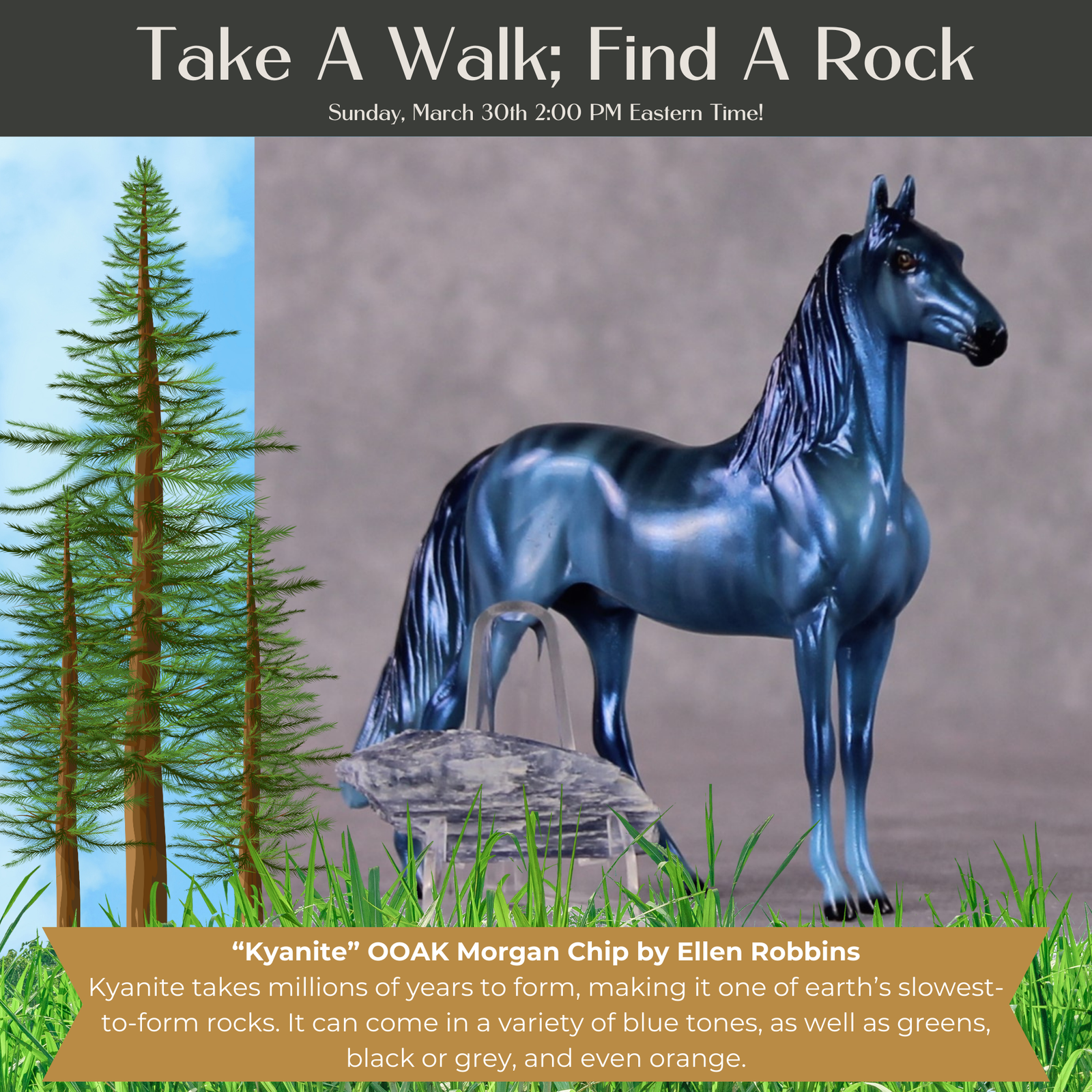 “National Take A Walk in a Park Day” Rock Chips: OOAK Morgan Chip based on Kyanite by Ellen Robbins