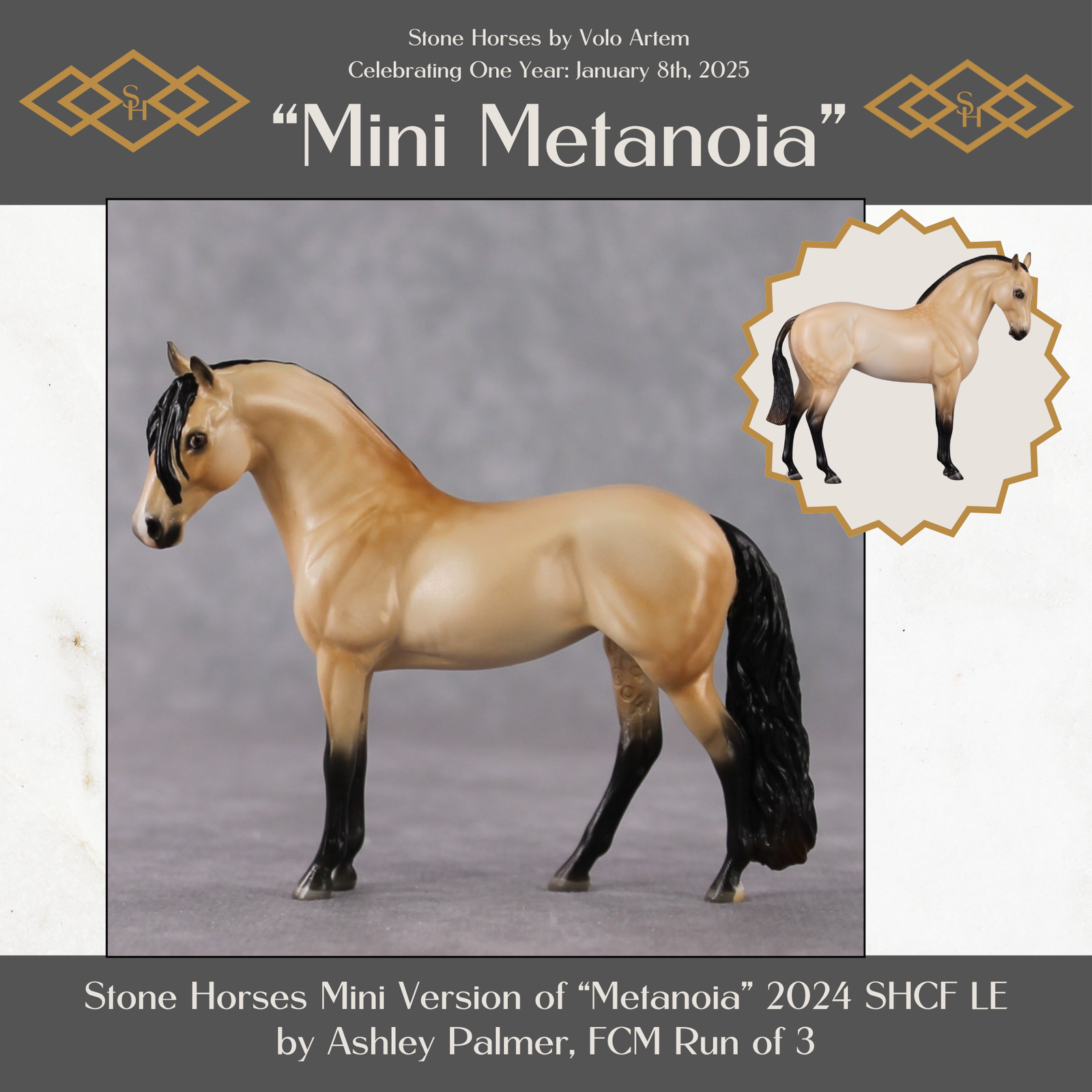 "Mini Metanoia" LE-3 Custom Dappled Buckskin Andalusian Chip By Ashley Palmer-Secret Surprise Chip Drop