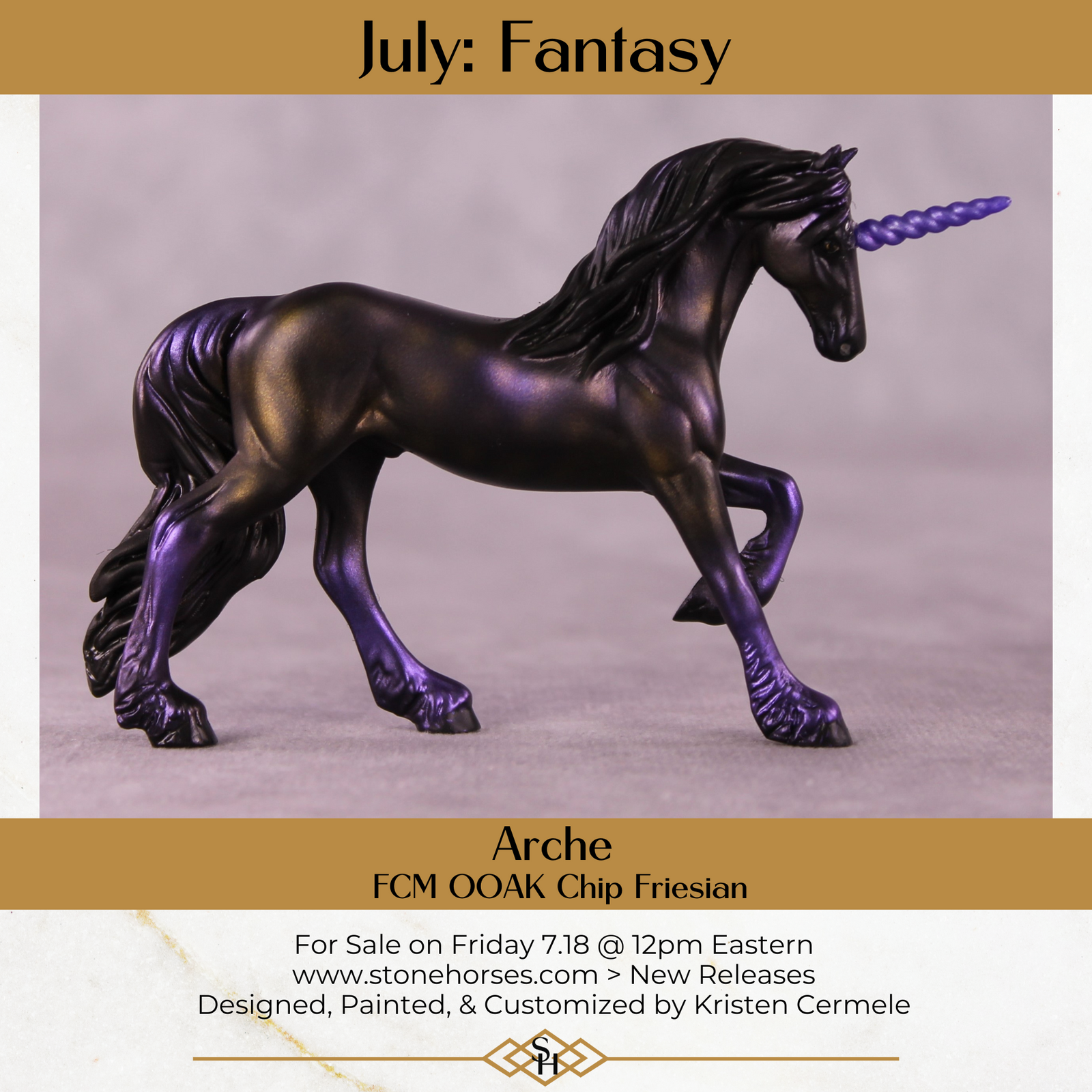Arche OOAK FCM Chip Friesian By Kristen Cermele July GemStones Series