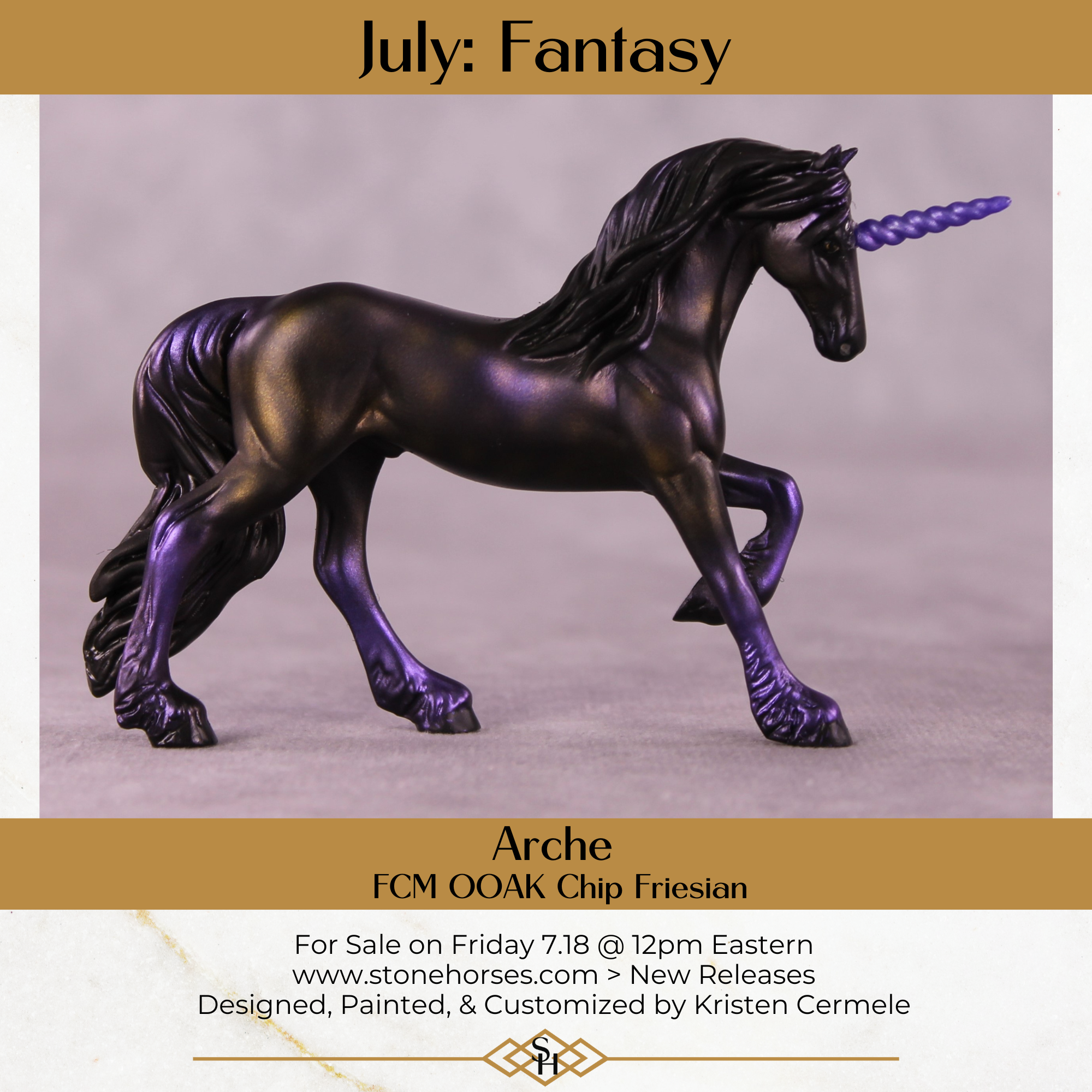 Arche OOAK FCM Chip Friesian By Kristen Cermele July GemStones Series