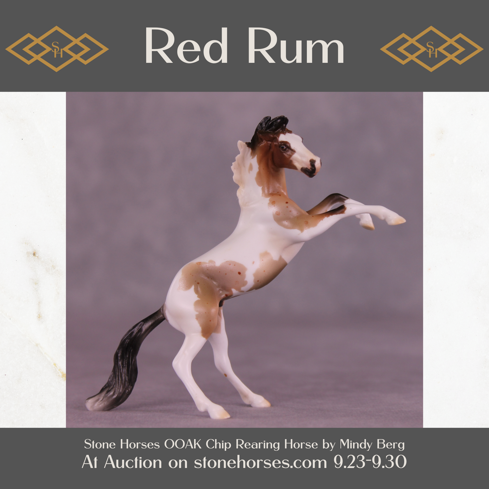Red Rum OOAK Chip Rearing Horse by Mindy Berg SS925