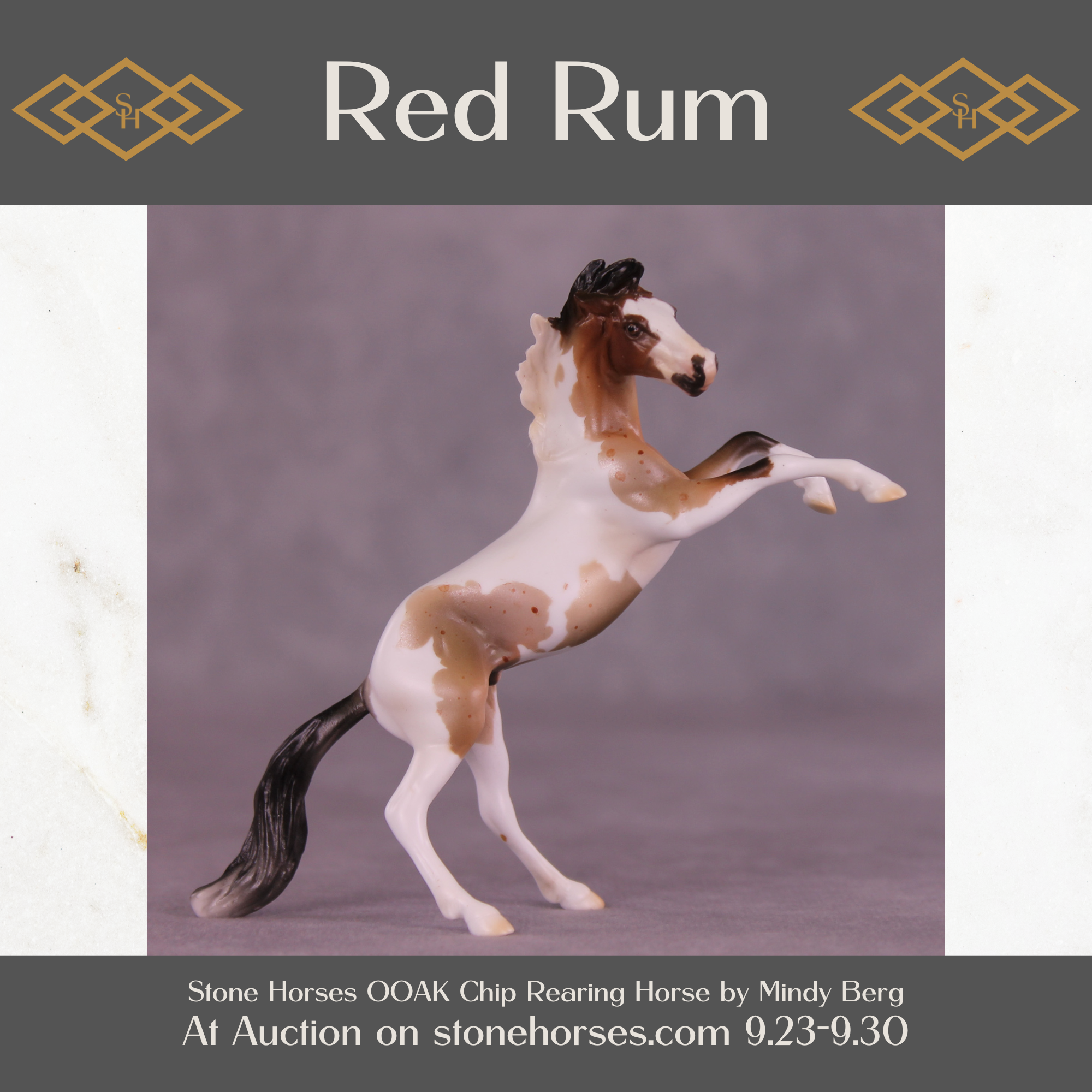 Red Rum OOAK Chip Rearing Horse by Mindy Berg SS925