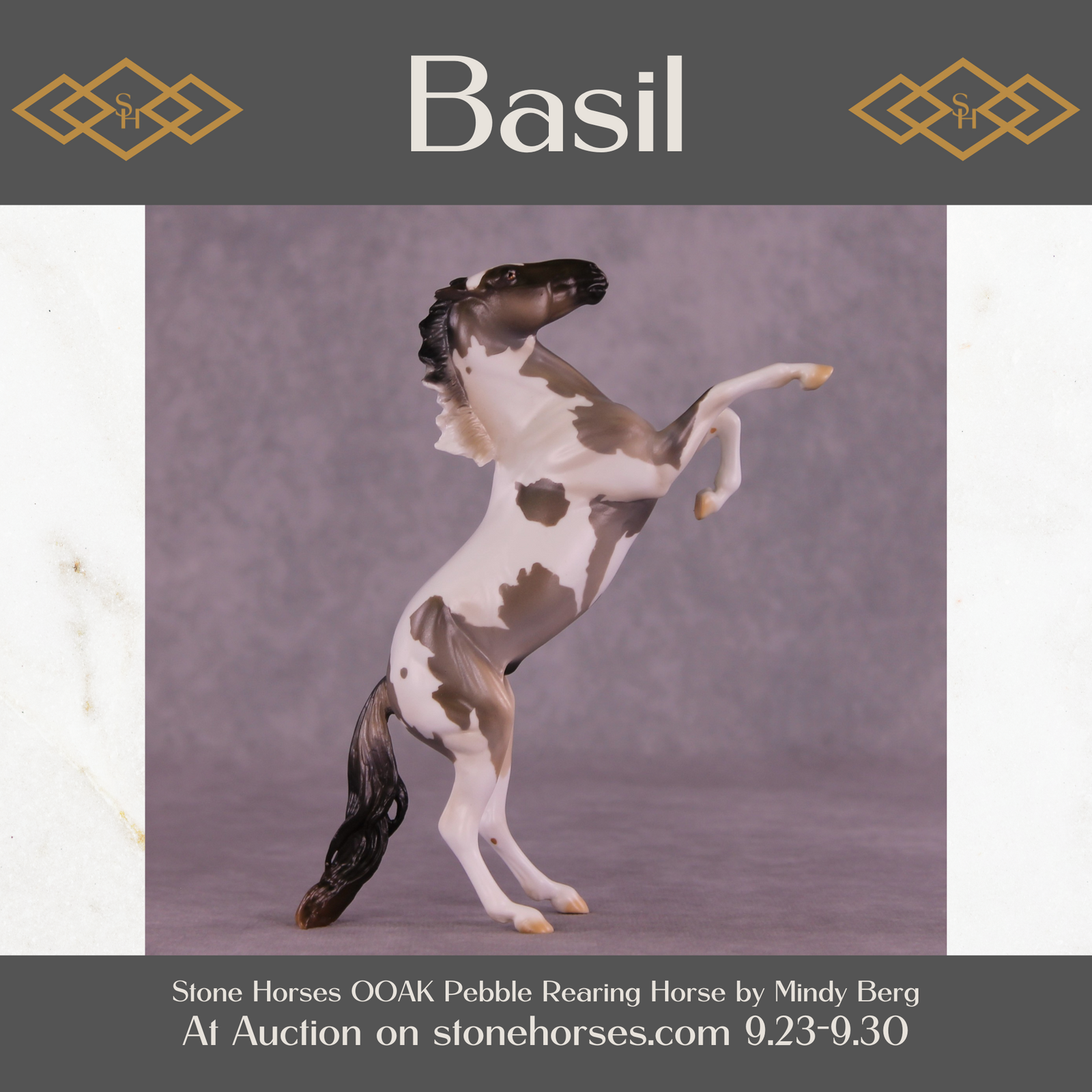 Basil OOAK Pebble Rearing Horse by Mindy Berg SS925