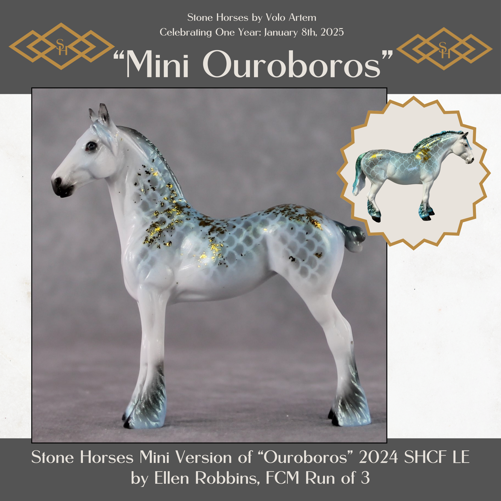 "Mini Ouroboros" LE-3 Iridescent Scaled Draft Chip By Ellen Robbins-Secret Surprise Chip Drop