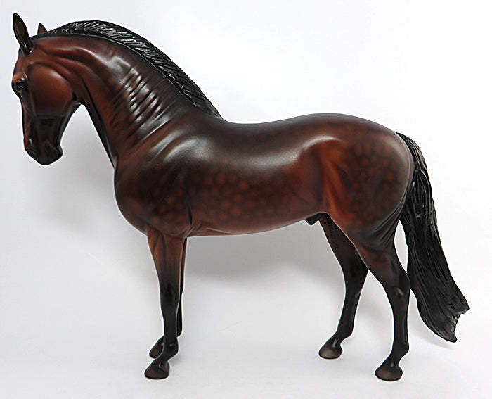 FRANC-OOAK DAPPLE BLOOD BAY LONG MANE ANDALUSIAN MODEL HORSE 8/2
