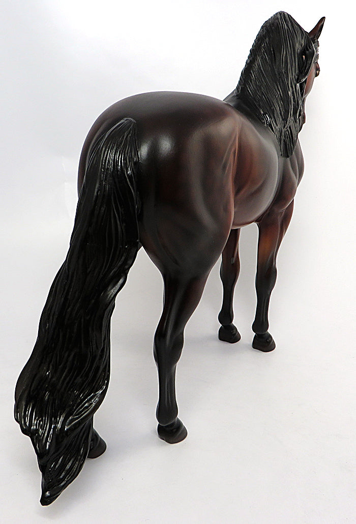 FRANC-OOAK DAPPLE BLOOD BAY LONG MANE ANDALUSIAN MODEL HORSE 8/2