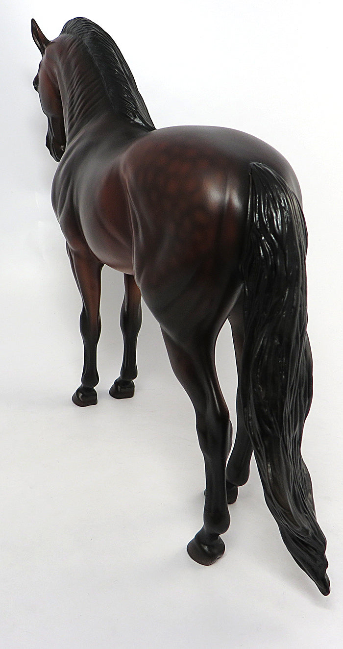 FRANC-OOAK DAPPLE BLOOD BAY LONG MANE ANDALUSIAN MODEL HORSE 8/2