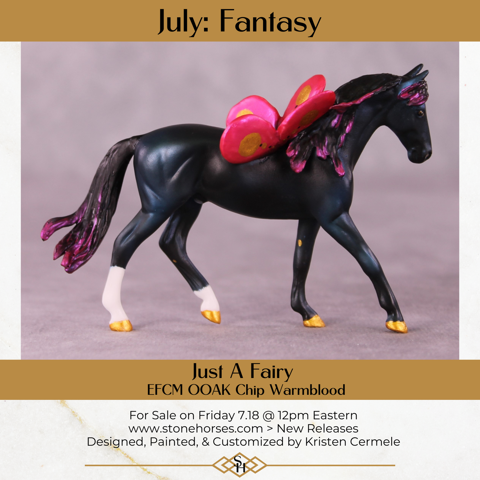 Just a Fairy OOAK FCM Chip Warmblood By Kristen Cermele July GemStones Series