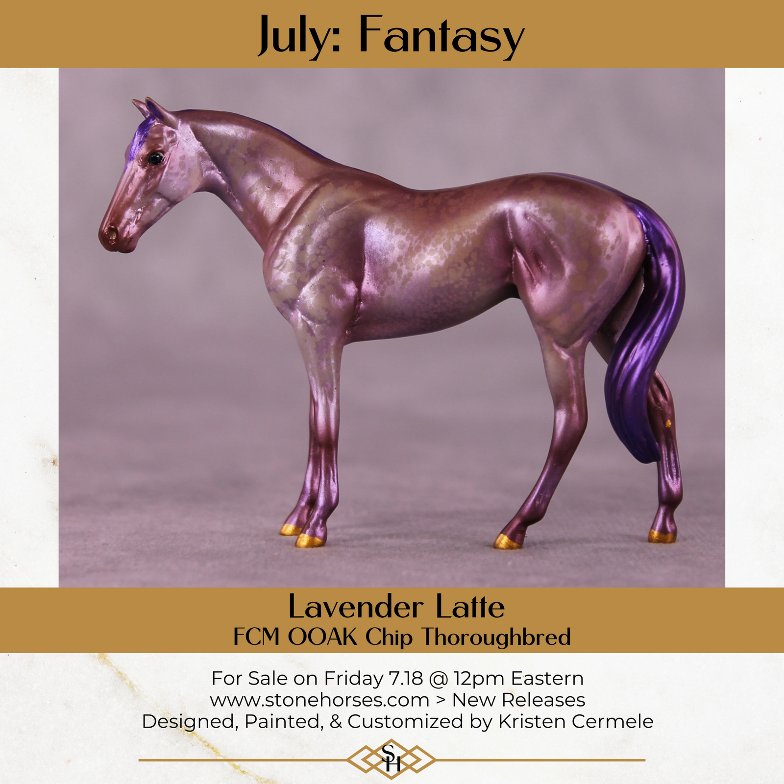 Lavender Latte OOAK FCM Chip Thoroughbred By Kristen Cermele July GemStones Series
