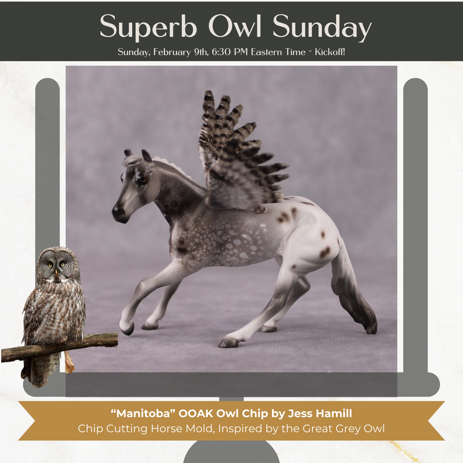 "Manitoba" Secret Surprise Chip Drop: Superb Owl Sunday OOAK Deco Custom Cutter Chip By Jess Hamill