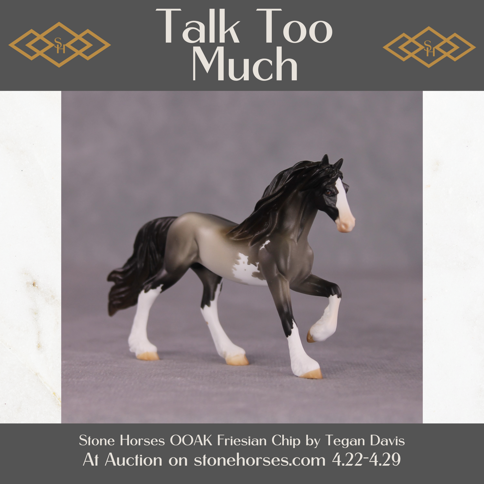 "Talk Too Much" OOAK Friesian Chip by Tegan Davis
