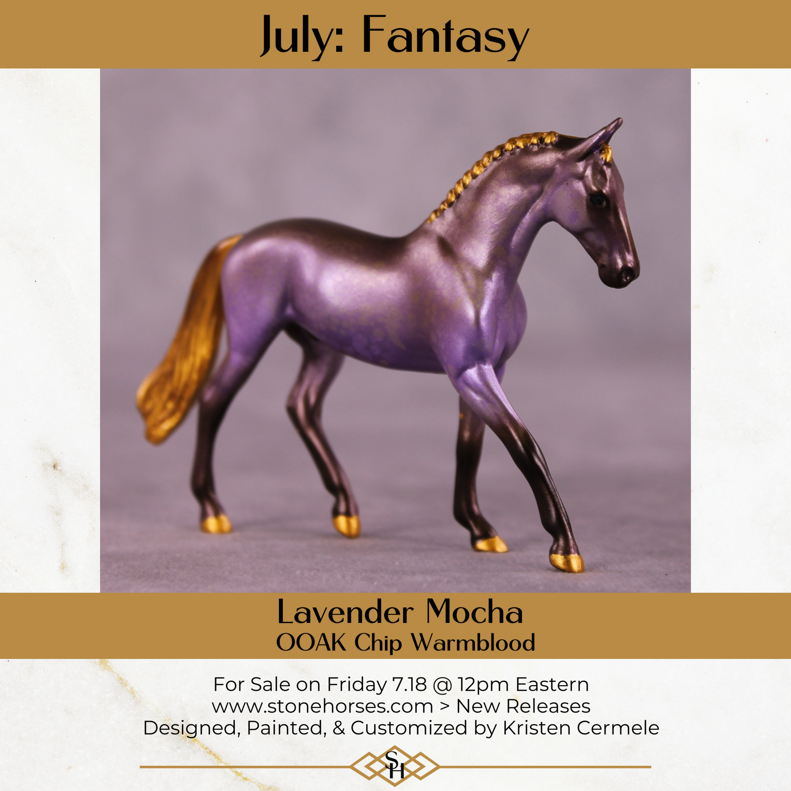 Lavender Mocha OOAK Chip Warmblood By Kristen Cermele July GemStones Series