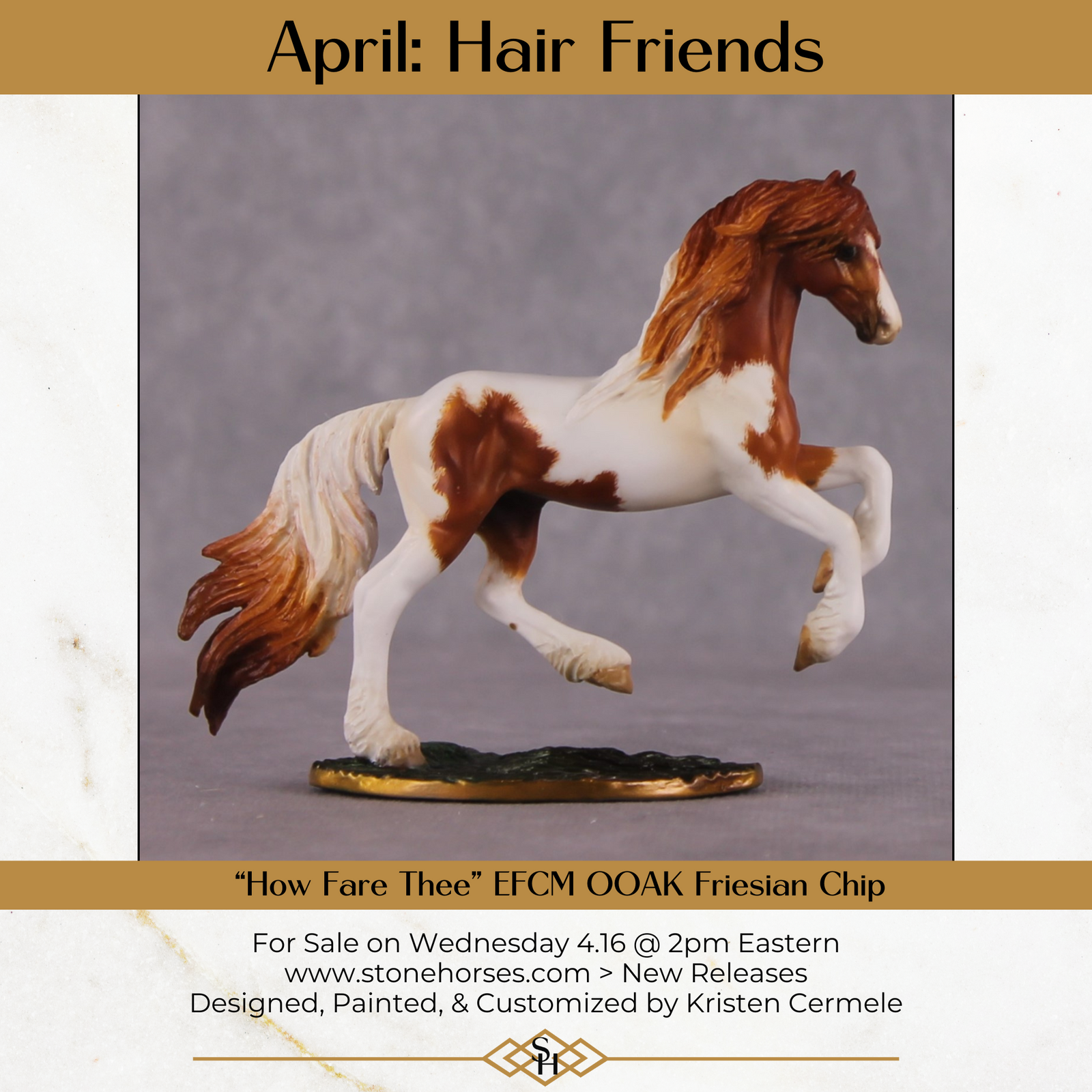 "How Fare Thee" OOAK EFCM Friesian Chip By Kristen Cermele - April GemStones Series