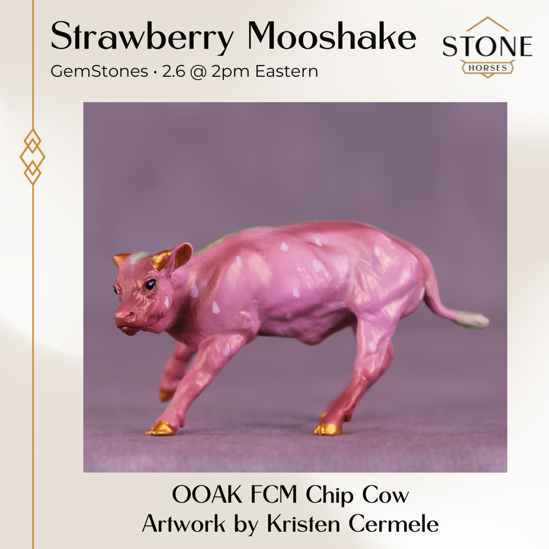 Strawberry Mooshake OOAK FCM Chip Cow by Kristen Cermele GS26